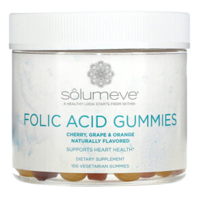 Solumeve Folic Acid Gummies Gelatin Free Assorted Flavors 100 Vegetarian Gummies 898220014385