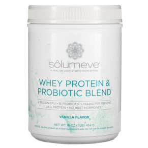 Solumeve Whey Protein & Probiotic Blend Vanilla Flavor 1 lb (454 g) 898220018802