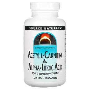 Source Naturals Acetyl L-Carnitine & Alpha-Lipoic Acid 650 mg 120 Tablets 021078018001
