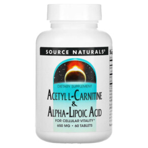 Source Naturals Acetyl L-Carnitine & Alpha-Lipoic Acid 650 mg 60 Tablets 021078017998
