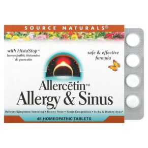 Source Naturals Allercetin Allergy & Sinus 48 Homeopathic Tablets 021078011965