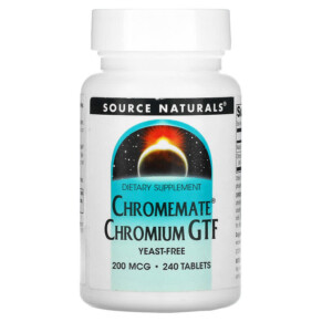 Source Naturals Chromemate Chromium GTF 200 mcg 240 Tablets 021078001072