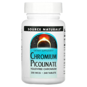 Source Naturals Chromium Picolinate 200 mcg 240 Tablets 021078001089