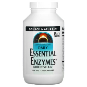 Source Naturals Daily Essential Enzymes Digestive Aid 500 mg 360 Capsules 021078018049