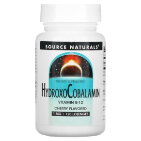 Source Naturals HydroxoCobalamin Vitamin B12 Cherry 1 mg 120 Lozenges 021078026556