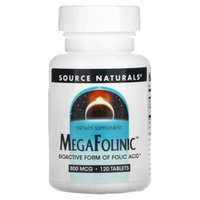 Source Naturals MegaFolinic 800 mcg 120 Tablets 021078020288