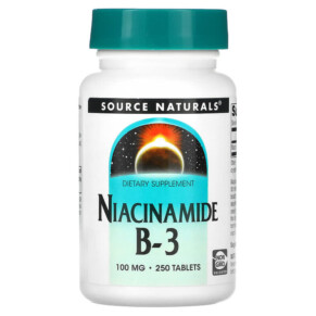 Source Naturals Niacinamide B-3 100 mg 250 Tablets 021078005049