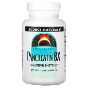 Source Naturals Pancreatin 8X 500 mg 100 Capsules 021078019442