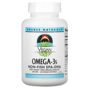 Source Naturals Vegan Omega-3S Non-Fish EPA-DHA 300 mg 60 Vegan Softgels 021078024590