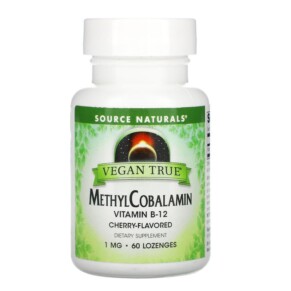 Source Naturals Vegan True MethylCobalamin Vitamin B-12 Cherry 1 mg 60 Lozenges 021078025764