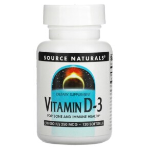 Source Naturals Vitamin D-3 10.000 IU (250 mcg) 120 Softgels 021078027928
