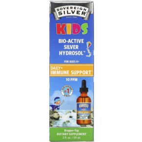 Sovereign Silver Kids Bio-Active Silver Hydrosol Daily Immune Support Ages 4+ 10 PPM 2 fl oz (59 ml) 684088234368
