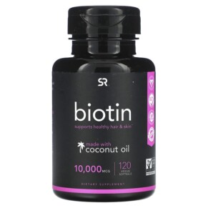 Sports Research Biotin with Coconut Oil 10.000 mcg 120 Veggie Softgels 023249010159