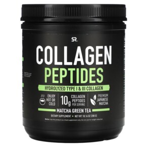 Sports Research Collagen Peptides Hydrolyzed Type I & III Collagen Matcha Green Tea 10.16 oz (288 g) 023249011712