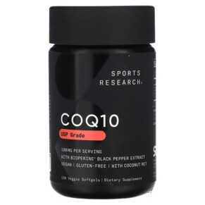 Sports Research CoQ10 USP Grade with Bioperine 100 mg 120 Veggie Softgels 023249011354