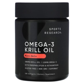 Sports Research Omega-3 Krill Oil Mini-Gels 500 mg 120 Softgels 023249011361