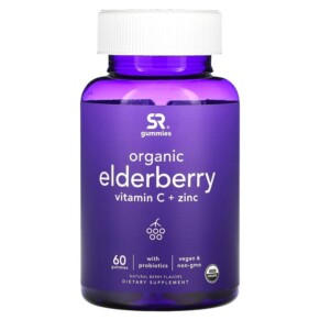 Sports Research Organic Elderberry Vitamin C + Zinc Natural Berry 60 Gummies 023249013495