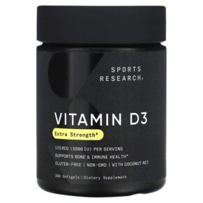 Sports Research Vitamin D3 Extra Strength 125 mcg (5.000 IU) 360 Softgels 023249004363