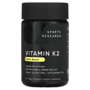 Sports Research Vitamin K2 Plant-Based 100 mcg 60 Veggie Softgels 023249004394