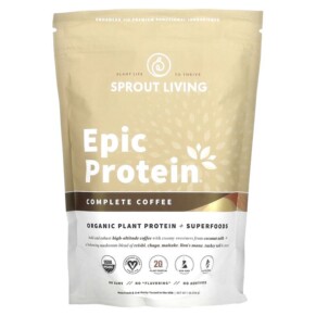 Sprout Living Epic Protein Organic Plant Protein + Superfoods Complete Coffee 1 lb (456 g) 852457007763