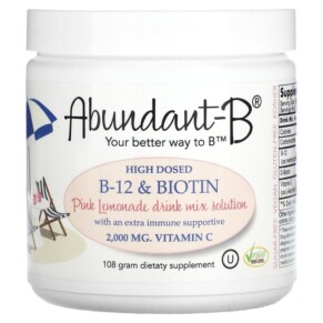 Sufficient C Abundant-B High Dosed B-12 & Biotin Drink Mix Pink Lemonade 108 g 051497371661