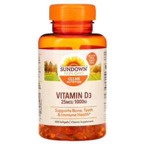 Sundown Naturals Vitamin D3 25 mcg (1.000 IU) 400 Softgels 030768199951