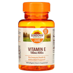 Sundown Naturals Vitamin E 180 mg (400 IU) 100 Softgels 030768032685