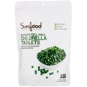 Sunfood Broken Cell Wall Chlorella Tablets 250 mg 912 Tablets 8 oz (227 g) 803813010644