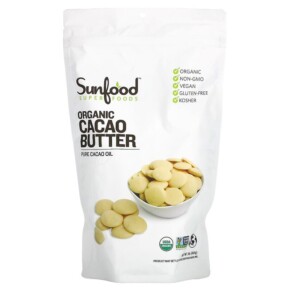 Sunfood Organic Cacao Butter 1 lb (454 g) 803813030802