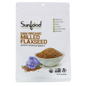 Sunfood Raw Organic Milled Flaxseed 1 lb (453.5 g) 803813102301