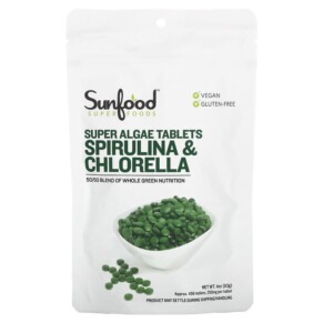Sunfood Super Algae Tablets Spirulina & Chlorella 250 mg 456 Tablets 803813100765
