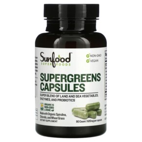 Sunfood Supergreens Capsules 620 mg 90 Capsules 803813102288