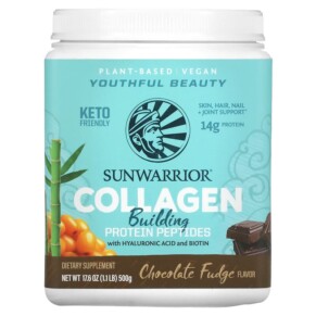 Sunwarrior Collagen Building Protein Peptides Chocolate Fudge 1.1 lb (500 g) 814784026534