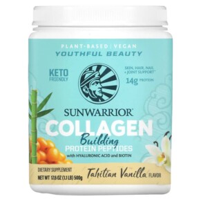 Sunwarrior Collagen Building Protein Peptides Tahitian Vanilla 1.1 lb (500 g) 814784026527