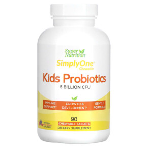 Super Nutrition Kid’s Probiotics Wild Berry Flavor 5 Billion CFU 90 Chewable Tablets 898220021819