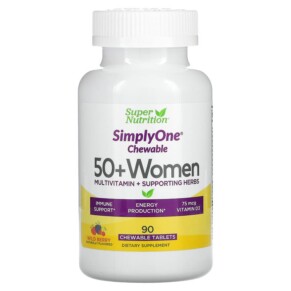 Super Nutrition SimplyOne 50+ Women Multivitamin + Supporting Herbs Wild-Berry 90 Chewables 033739002861