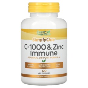 Super Nutrition SimplyOne C-1000 & Zinc Immune 120 Veg Capsules 033739001208