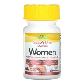 Super Nutrition SimplyOne Women Multivitamin + Supporting Herbs Wild-Berry 30 Chewables 033739002687