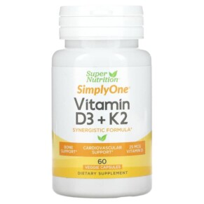 Super Nutrition Vitamin D3 + K2 60 Veggie Capsules 898220021239