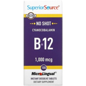 Superior Source Cyanocobalamin B12 1.000 mcg 100 MicroLingual Instant Dissolve Tablets 076635900305