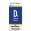 Superior Source D3 10 mcg (400 IU) 100 MicroLingual Instant Dissolve Tablets 076635904501