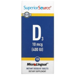 Superior Source D3 10 mcg (400 IU) 100 MicroLingual Instant Dissolve Tablets 076635904501