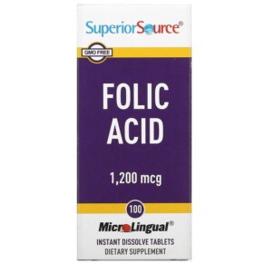Superior Source Folic Acid 1.200 mcg 100 MicroLingual Instant Dissolve Tablets 076635908400