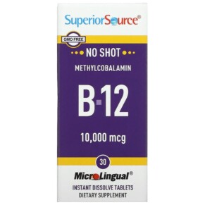 Superior Source Methylcobalamin B-12 10.000 mcg 30 MicroLingual Instant Dissolve Tablets 076635909605