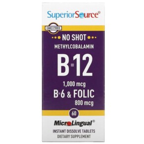 Superior Source Methylcobalamin B-12 B-6 & Folic 60 MicroLingual Instant Dissolve Tablets 076635907007
