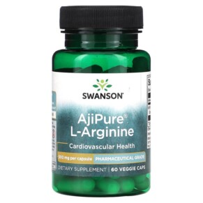 Swanson AjiPure L-Arginine 500 mg 60 Veggie Caps 087614024547
