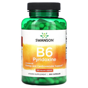 Swanson B6 Pyridoxine 100 mg 250 Capsules 087614010229