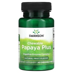 Swanson Chewable Papaya Plus Natural Fruit 90 Chewable Tabs 087614117157