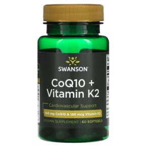 Swanson CoQ10 + Vitamin K2 60 Softgels 087614210698