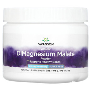 Swanson DiMagnesium Malate Powder 400 mg 2.1 oz (60 g) 087614029566